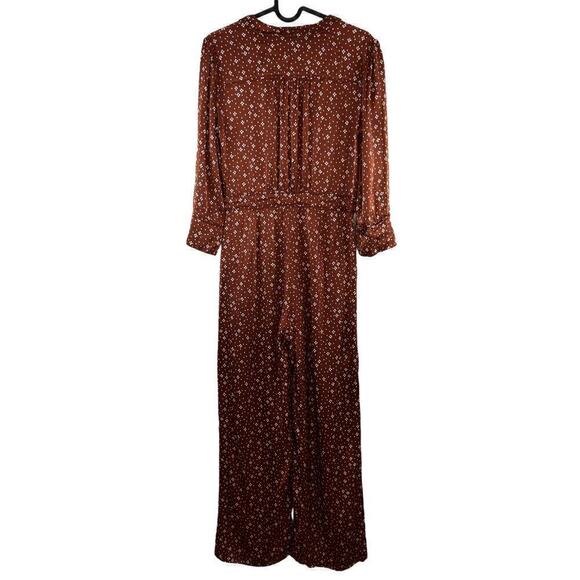& Other Stories Satin Printed Straight Leg Collar Jumpsuit in Diamond Dot US 6 - Picture 3 of 10